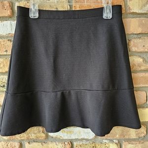 LOFT A-line Pull-On Ruffle Hem Black Mini Skirt